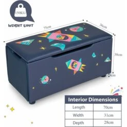 COSTWAY Kids Toy Storage Box, Upholstered Children Organizer Chest With Removable Lid, Handle And Adjustable Legs, Storage Ottoman Bench For Bedroom, Nursery, Playroom (Navy Blue) -Fatboy Sales Store 75248311 5