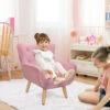 Pink Velvet Cute Child Armchair Childern Seat Wood Frame With Footrest Padding Foot Stool -Fatboy Sales Store 75532029 1