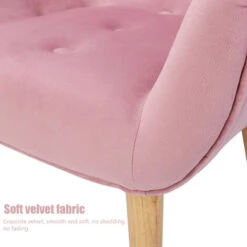 Pink Velvet Cute Child Armchair Childern Seat Wood Frame With Footrest Padding Foot Stool -Fatboy Sales Store 75532029 4