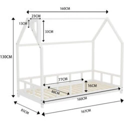 Livingandhome White Solid Pine Wood Frame House Double Kids Bedstead -Fatboy Sales Store 76194361 4