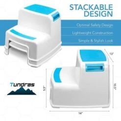 Two Step Kids Step Stools , Blue - Child, Toddler Safety Steps For Bathroom, Kitchen And Toilet Potty Training - Non Slip Feet, Textured Friction Grip, -Fatboy Sales Store 76311726 3