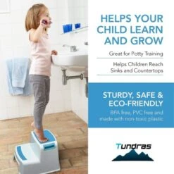 Two Step Kids Step Stools , Blue - Child, Toddler Safety Steps For Bathroom, Kitchen And Toilet Potty Training - Non Slip Feet, Textured Friction Grip, -Fatboy Sales Store 76311726 4