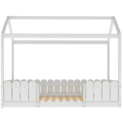 House Bed 90x200 Cm - Versatile Wooden Bed For Boys And Girls - With Fall Protection And Slatted Frame - White (without Mattress) 8 House Bed 90x200 Cm - Versatile Wooden Bed For Boys And Girls - With Fall Protection And Slatted Frame - White (without Mattress) -Fatboy Sales Store 76957230 3