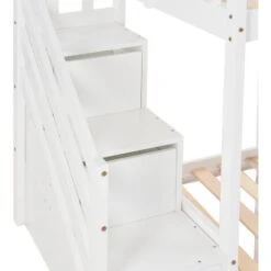 Bunk Bed With Stairs And Slide Children Bed With Drawer 90x190cm, White -Fatboy Sales Store 77629317 4