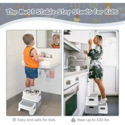 Devenirriche-Children's Step Stool, Children's Stool, Children's Stool 2 Step Non-Slip Toddler Step Stool For Bathroom / Potty Training / Kitchen -Fatboy Sales Store 77697247 3