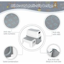 Devenirriche-Children's Step Stool, Children's Stool, Children's Stool 2 Step Non-Slip Toddler Step Stool For Bathroom / Potty Training / Kitchen -Fatboy Sales Store 77697247 4