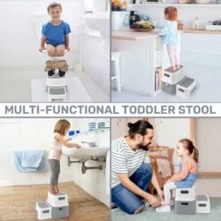 Devenirriche-Children's Step Stool, Children's Stool, Children's Stool 2 Step Non-Slip Toddler Step Stool For Bathroom / Potty Training / Kitchen -Fatboy Sales Store 77697247 5