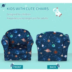 HOMCOM Kids Mini Armchair, Planet-Themed Chair W/ Wooden Frame, Non-Slip Feet -Fatboy Sales Store 77725294 3