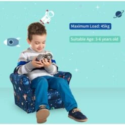 HOMCOM Kids Mini Armchair, Planet-Themed Chair W/ Wooden Frame, Non-Slip Feet -Fatboy Sales Store 77725294 4