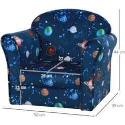 HOMCOM Kids Mini Armchair, Planet-Themed Chair W/ Wooden Frame, Non-Slip Feet -Fatboy Sales Store 77725294 5