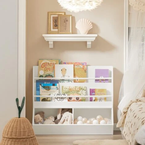 SoBuy Children Kids Bookcase Book Shelf Toy Shelf Storage Display Shelf With 2 Shelves And 2 Storage Compartments,KMB56-W 4 SoBuy Children Kids Bookcase Book Shelf Toy Shelf Storage Display Shelf With 2 Shelves And 2 Storage Compartments,KMB56-W - Image 2