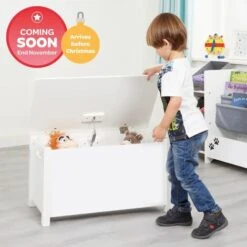 Kids Classic White Toy Box - Wooden - H475 X W680 X D375mm
