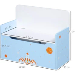 ZONEKIZ 2 In 1 Wooden Kids Storage Bench, Toy Box W/ Safety Rod - Blue -Fatboy Sales Store 78946891 5