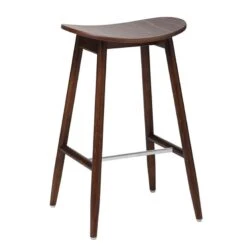 Massproductions Icha Bar Stool, 65 Cm, Walnut Stained Beech