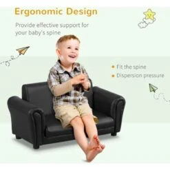 HOMCOM 2 Seater Toddler Chair Kids Twin Sofa Double Seat Armchair W/ Footstool Black -Fatboy Sales Store 8000844 4