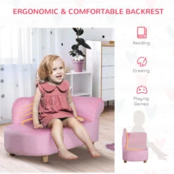 HOMCOM Kids Sofa Toddler Armchair Lounger Children Sofa Bed Bedroom Chair Pink -Fatboy Sales Store 8000875 4