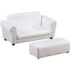 HOMCOM 2 Seater Toddler Chair Kids Twin Sofa Double Seat Armchair W/ Footstool White -Fatboy Sales Store 8000881 1