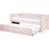 Trundle Bed Light Pink Glam Velvet Upholstery Slats EU Single Troyes 2 Trundle Bed Light Pink Glam Velvet Upholstery Slats EU Single Troyes -Fatboy Sales Store 80379792 1