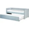 Trundle Bed Light Blue Glam Velvet Upholstery Slats EU Single Troyes -Fatboy Sales Store 80383824 1