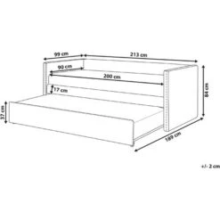 Trundle Bed Light Blue Glam Velvet Upholstery Slats EU Single Troyes -Fatboy Sales Store 80383824 3