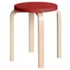 Artek Aalto Stool E60, Red - Birch