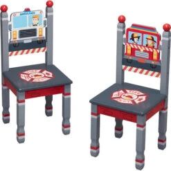 Toy Furniture Little Fire Fighters Set Of 2 Chairs - L31 X W31 X H70 Cm - Red/Multi Color