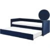 Corduroy Fabric EU Single Trundle Bed Frame Nailhead Trim 3ft Navy Blue Mimizan -Fatboy Sales Store 85748305 1 1
