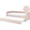 Modern Fabric EU Single Trundle Bed Frame Nailhead Trim 3ft Pink Mimizan -Fatboy Sales Store 85748307 1 1