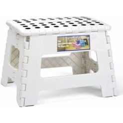 Foldable And Portable Stool For Kids Adults Small Folding Plastic Step Stool Non-Slip For Kitchen Bathroom Garden Bedroom 22cm White