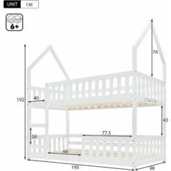 HOOSENG Bunk Bed Twin Single Sleeper Bed, 3FT Solid Wood Bed Frame Single Bed Gaming Bed With Ladder And Guard Rail, Castle-shaped Bed Children's Bedroom Furniture For Kids Children (White) 11 HOOSENG Bunk Bed Twin Single Sleeper Bed, 3FT Solid Wood Bed Frame Single Bed Gaming Bed With Ladder And Guard Rail, Castle-shaped Bed Children's Bedroom Furniture For Kids Children (White) -Fatboy Sales Store 86248515 5
