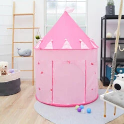 Pink Princess Tent For Girls - 300 Ball Pit Balls 100x100x135 Baby Girl Ball Pit -Fatboy Sales Store 86641163 4