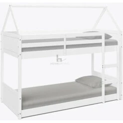Miller White Wooden House Bunk Bed