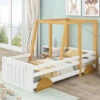 Children Car Bed Frame Children's Bed With Wheels Jeep Bed Pine Frame, White + Natural, 90x190cm -Fatboy Sales Store 88701341 1