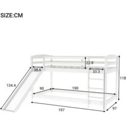 Single Bunk Bed With Convertible Slide And Ladder,White -Fatboy Sales Store 90520461 5