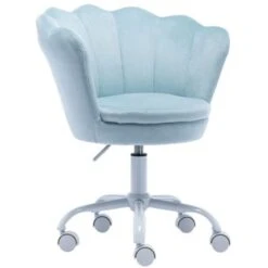 Velvet Kids Desk Chair Swivel Computer Chair For Children Girls Study Office, Height Adjustable, Blue