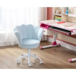 Velvet Kids Desk Chair Swivel Computer Chair For Children Girls Study Office, Height Adjustable, Blue -Fatboy Sales Store 91014441 5