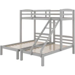 Bunk Bed Triple Sleeper With Side Ladder For Children And Teens, 90x190cm,90x200cm, Grey -Fatboy Sales Store 91310519 4
