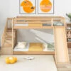 Bunk Bed With Stairs And Slide, Solid Pine Wood Frame, Children Bed With Drawers In The Steps,90x190cm, Natural -Fatboy Sales Store 91340170 1