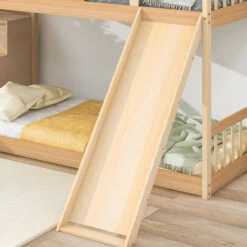 Bunk Bed With Stairs And Slide, Solid Pine Wood Frame, Children Bed With Drawers In The Steps,90x190cm, Natural -Fatboy Sales Store 91340170 3