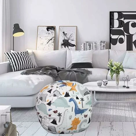 Kids Stuffed Animal Storage Bean Bag Chair Cover, Canvas Stripe Kids Toy Organizer Zipper Pouf (Dinosaur, 38) 4 Kids Stuffed Animal Storage Bean Bag Chair Cover, Canvas Stripe Kids Toy Organizer Zipper Pouf (Dinosaur, 38) - Image 2