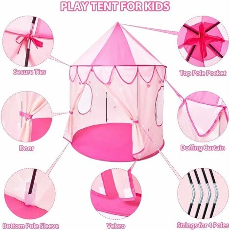 Play Tent, Princess Castle, Children's Play Tent With Storage Bag 5 Play Tent, Princess Castle, Children's Play Tent With Storage Bag - Image 3