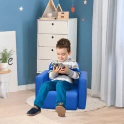HOMCOM Kids Mini Sofa 2 In 1 Table Chair Set Armchair Seat For 3 Years Old Blue -Fatboy Sales Store 9380655 3
