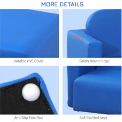 HOMCOM Kids Mini Sofa 2 In 1 Table Chair Set Armchair Seat For 3 Years Old Blue -Fatboy Sales Store 9380655 5
