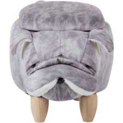 Modern Velvet Stool Solid Wood Legs Animal Footrest With Storage Grey Pug 10 Modern Velvet Stool Solid Wood Legs Animal Footrest With Storage Grey Pug -Fatboy Sales Store 93990069 4