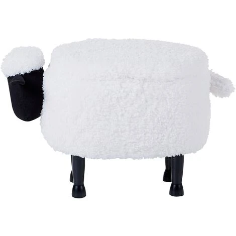 Kids Animal Stool Faux Fur Pouffe With Storage Wooden Legs Playroom White Sheep 7 Kids Animal Stool Faux Fur Pouffe With Storage Wooden Legs Playroom White Sheep - Image 5