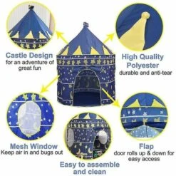 Blue Kids Pop Up Tent Kids Castle Tent Portable Pop Up Play Tent With Carry Bag Girls Boys Indoor Outdoor -Fatboy Sales Store 95305282 4