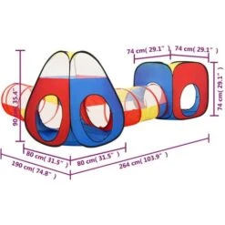 Children Play Tent With 250 Balls Multicolour 190x264x90 Cm VidaXL -Fatboy Sales Store 95545622 3