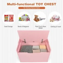 2-in-1 Modern Flip-top Storage Chest Wooden Storage Organizer Bench Toy Box Unit -Fatboy Sales Store 95946257 4