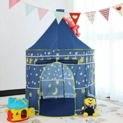 Kids Play Tent Portable Yurt Style Castle Play Tent Kids Tent Playhouse Indoor Outdoor Children's Playhouse For Boys Girls (Blue) -Fatboy Sales Store 96004226 3