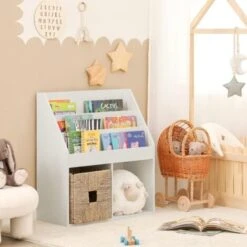 SoBuy Children's Storage Book Shelf Storage Display Rack Holder,KMB01-W -Fatboy Sales Store 9761726 3